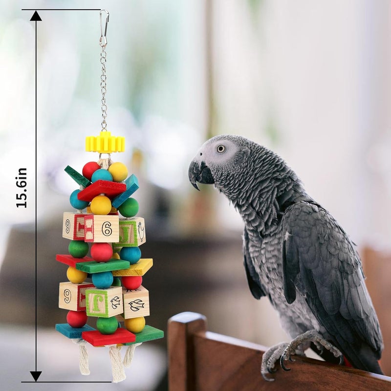 Rypet Wood Bird Chewing Toy for Cage, Wooden Birds Cage Toys for Helping Trim Beak, Parrot Toys for African Grey Parrots Cockatoos Amazon Parrot and Other Small to Medium Parrots - Image 3